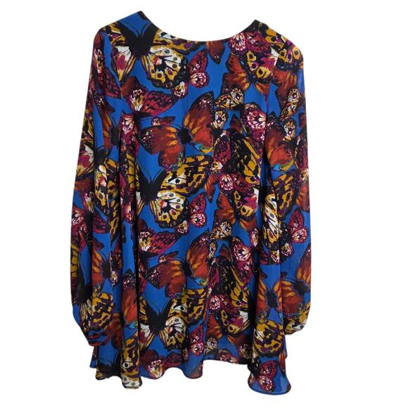 Show Me Your Mumu Womans SZ M Butterfly Sheer Long Sleeve Mini Dress Festival - Picture 5 of 7